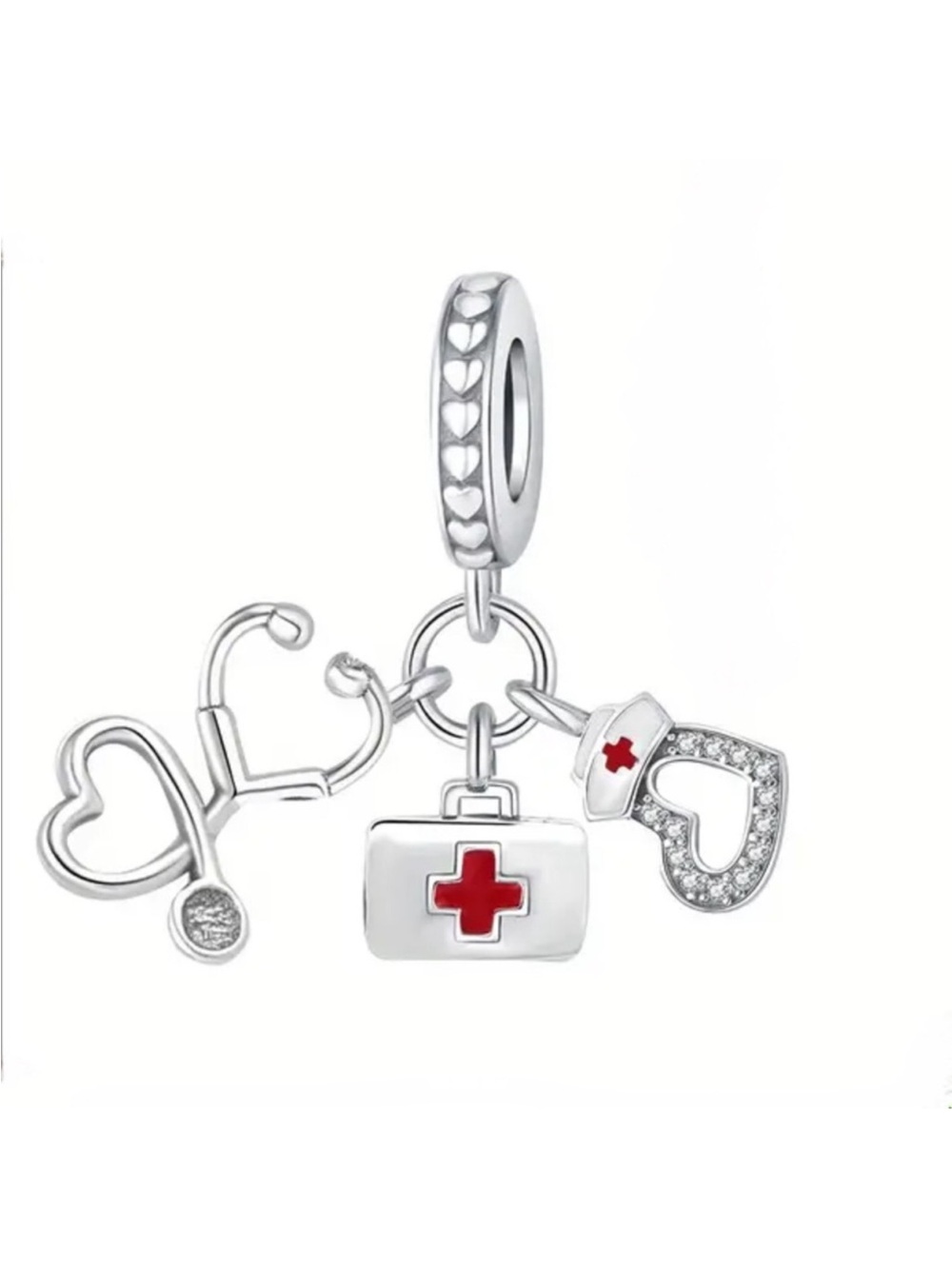 S925 Platinum Plated Nurse Charm Pandora Style